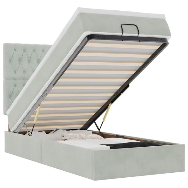 vidaXL Cadre de lit ottoman et matelas gris clair 90x200 cm velours