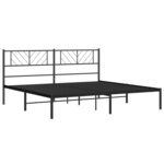 vidaXL Cadre de lit métal sans matelas et tête de lit noir 180x200 cm
