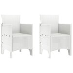 vidaXL Ensemble Salle à Manger Jardin 3 Pièces Rattan Poly Blanc