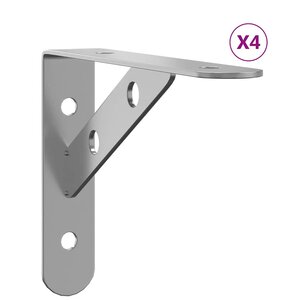 vidaXL Supports d'étagères 4Pièces 15x2 5x11 5cm argenté acier inoxydable