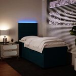 vidaXL Sommier à lattes de lit avec matelas bleu 90x190 cm velours
