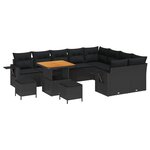 vidaXL Ensemble de canapé de jardin 12 Pièces Noir polyrotin
