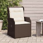 vidaXL Banc de jardin avec coussin 2 Pièces Marron Poly rotin