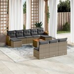 vidaXL Salon de jardin 11 Pièces avec coussins gris résine tressée
