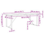 vidaXL Table à manger cadre en O 200x100x75 5 cm bois pin massif acier