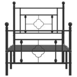 vidaXL Cadre de lit métal sans matelas avec pied de lit noir 75x190 cm