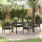 vidaXL Ensemble de salle à manger de jardin 5 pièces avec coussins marron en poly rattan