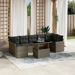 vidaXL Salon de jardin 8 Pièces avec coussins gris résine tressée