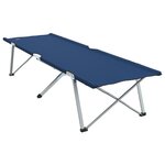 vidaXL Lit de camping pliant Bleu Métal  Tissu Standard Pliable