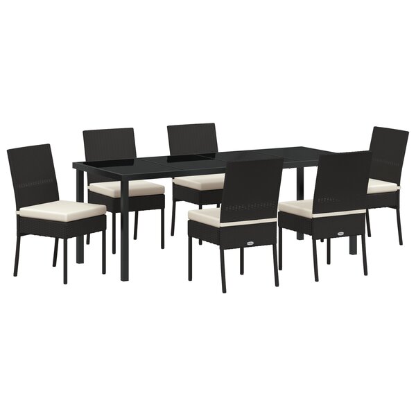 vidaXL Ensemble de Salle à Manger de Jardin 7 Pièces Noir Rattan Poly