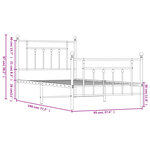 vidaXL Cadre de lit métal sans matelas avec pied de lit blanc 90x190cm