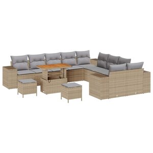 vidaXL Ensemble de canapé de jardin 13 Pièces Beige et Gris clair