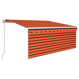 vidaXL Auvent rétractable manuel avec store 3 5x2 5 m Orange et marron