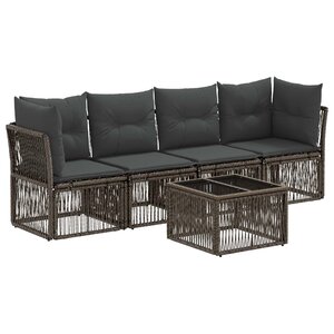 vidaXL Ensemble de canapé de jardin 5 Pièces Gris polyrotin