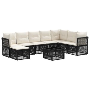 vidaXL Ensemble de canapé de jardin 9 Pièces Noir polyrotin