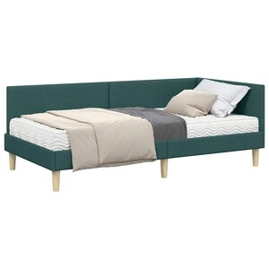 vidaXL Cadre de lit d'angle avec matelas 2 pc Vert foncé 90 x 190 cm