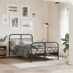 vidaXL Cadre de lit métal sans matelas avec pied de lit noir 120x190cm