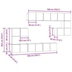 vidaXL Ensemble meuble TV 10 Pièces Bois ancien 180 x 30 x 90.5 cm