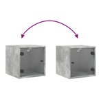 vidaXL Table de chevet avec porte en verre gris béton 35x37x35 cm