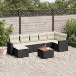 vidaXL Salon de jardin 8 Pièces avec coussins noir résine tressée