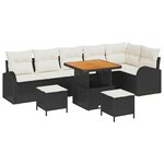 vidaXL Ensemble de canapé de jardin avec coussin 9 Pièces Noir Poly rotin