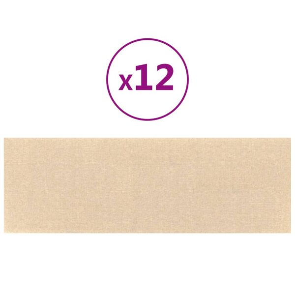 vidaXL Panneaux muraux 12 Pièces Crème 90x30 cm Tissu 3 24 m²