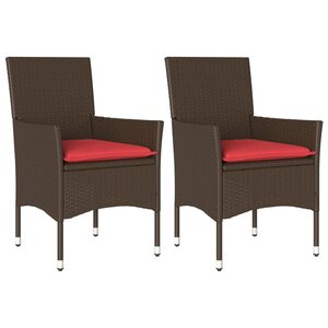 vidaXL Chaises de jardin avec coussins lot de 2 marron résine tressée