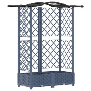 vidaXL Lit Élevé avec Treillis et Toit Gris 124 x 40 x 123 cm PP