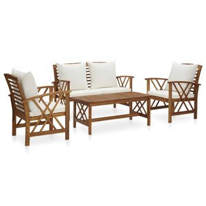 vidaXL Salon de jardin 4 Pièces avec coussins Bois d'acacia solide