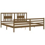 vidaXL Cadre de lit avec tête de lit marron miel 200x200cm bois massif
