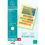 Sachet 10 Pochettes Coin Polypropylène Grainé 12/100e - A4 - Jaune - X 10 - Exacompta
