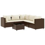 vidaXL Salon de jardin 6 Pièces avec coussins Marron Résine tressée