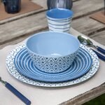 Bo-Camp Vaisselle 16 Pièces Mix & Match Mélamine Bleu