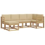 vidaXL Ensemble de canapés d'extérieur 6 Pièces Blanc et Beige Polyester