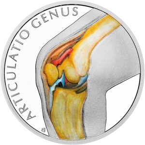 Monnaie KNEE JOINT Human Body 1 Oz Argent 1$ Niue 2025