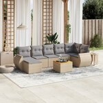 vidaXL Salon de jardin avec coussins 8 Pièces beige résine tressée