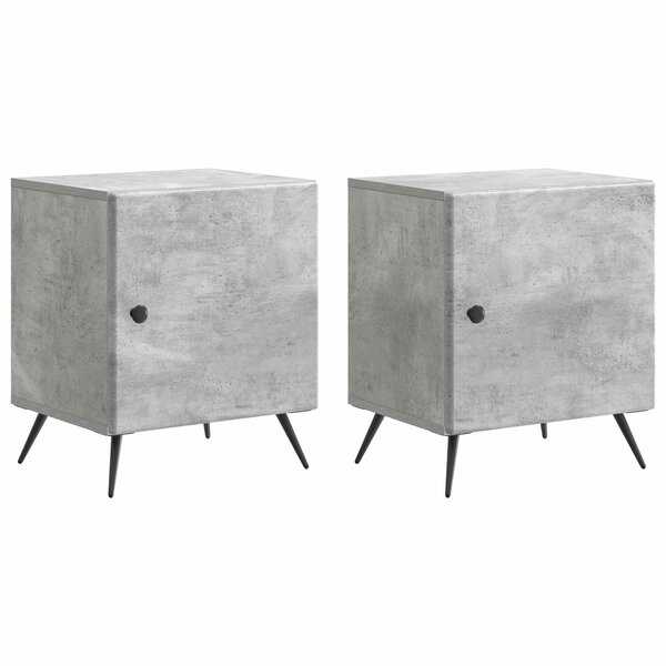 vidaXL Cabinet de chevet 2 pc Gris béton 43 x 34 5 x 50 cm