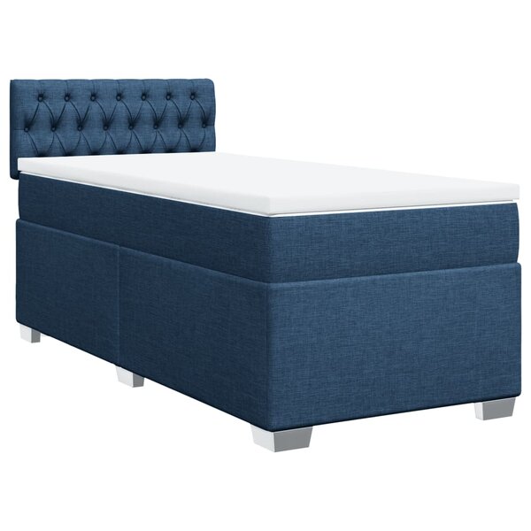 vidaXL Sommier à lattes de lit avec matelas Bleu 90x200 cm Tissu