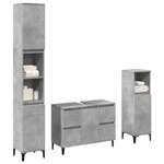 vidaXL Ensemble de meubles de salle de bain 3 Pièces gris béton