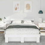 vidaXL Cadre de lit avec tête de lit Blanc 150 x 200 cm Pin massif