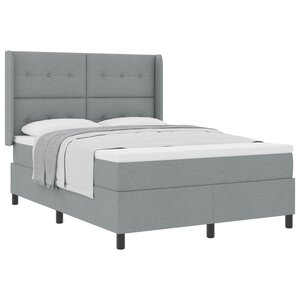 vidaXL Lit à ressorts avec matelas Gris clair 140 x 190 cm tissu