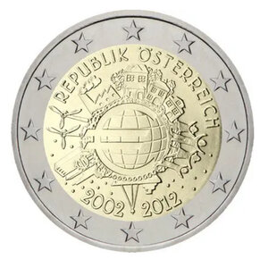 2 euros commémorative Autriche 2012 - 10 ans de l'Euro.