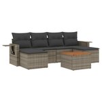vidaXL Salon de jardin avec coussins 7 Pièces gris résine tressée