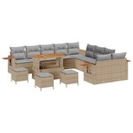 vidaXL Ensemble de canapé de jardin 14 Pièces Beige polyrotin