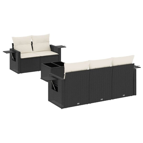 vidaXL Salon de jardin 6 Pièces avec coussins noir résine tressée