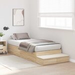 vidaXL Cadre de lit avec rangement avec tiroir Chêne Sonoma 90 cm