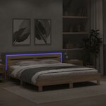 vidaXL Cadre de lit avec LED sans matelas chêne sonoma 200x200 cm
