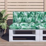 vidaXL Coussin de palette motif de feuilles 80x40x12 cm tissu