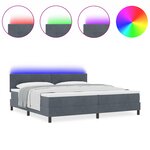 Lit Box Spring vidaXL avec Matelas & LED Gris Foncé 200x200 cm Velours