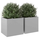 vidaXL Jardinières 2 Pièces argenté 49x47x46 cm acier galvanisé